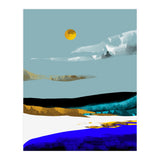 Duality & Intention, Abstract Nature Landscape Adventure Painting, Travel Mountains Sun Sky Scandinavian Clouds (Print Only) thumbnail