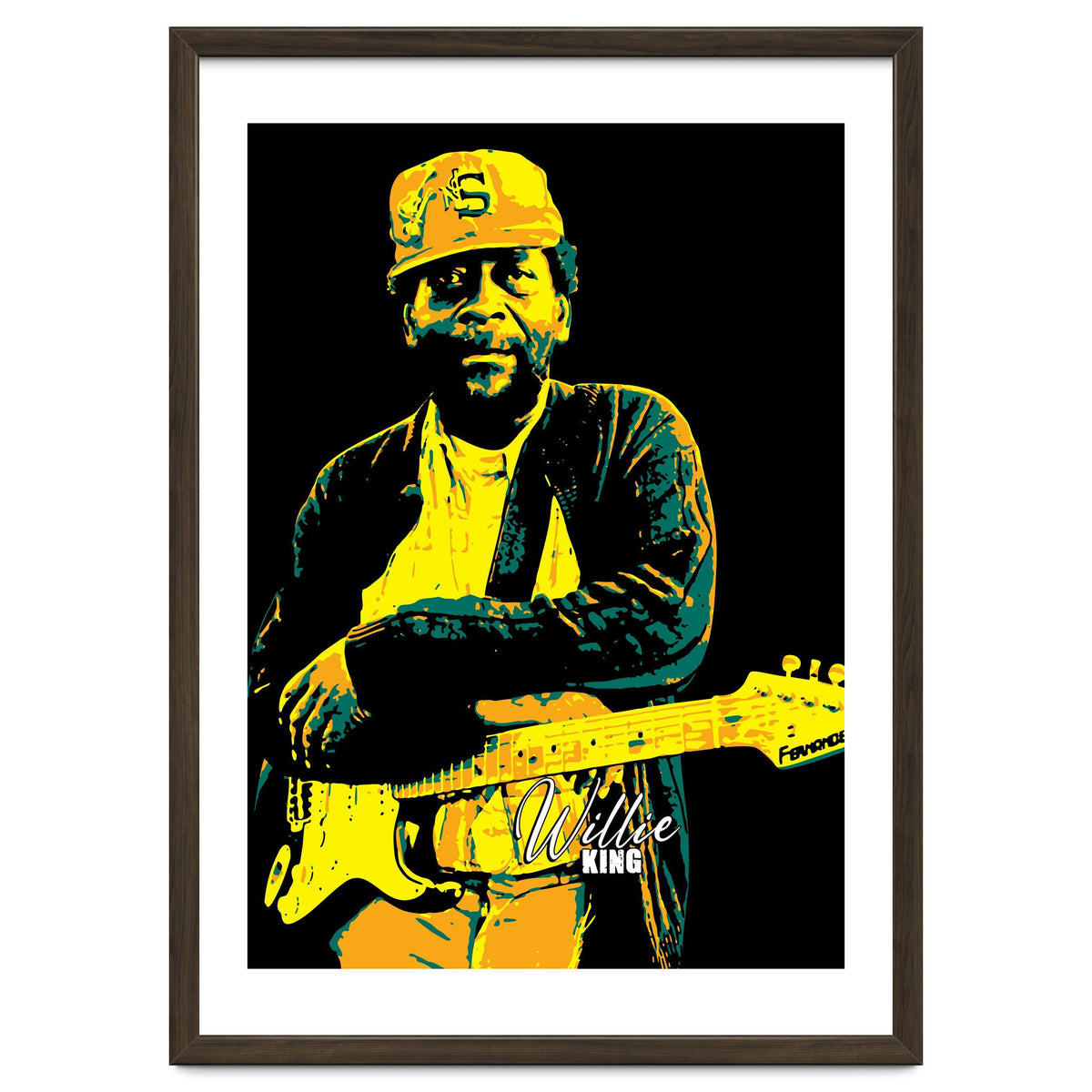 Willie King American Blues Guitarist in Pop Art