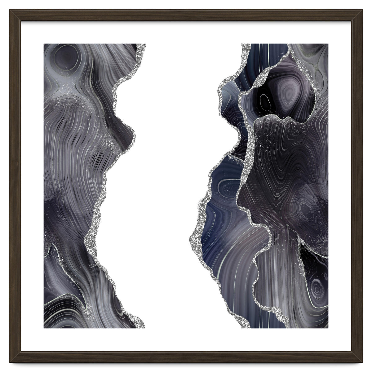 Black & Silver Glitter Agate Texture 05