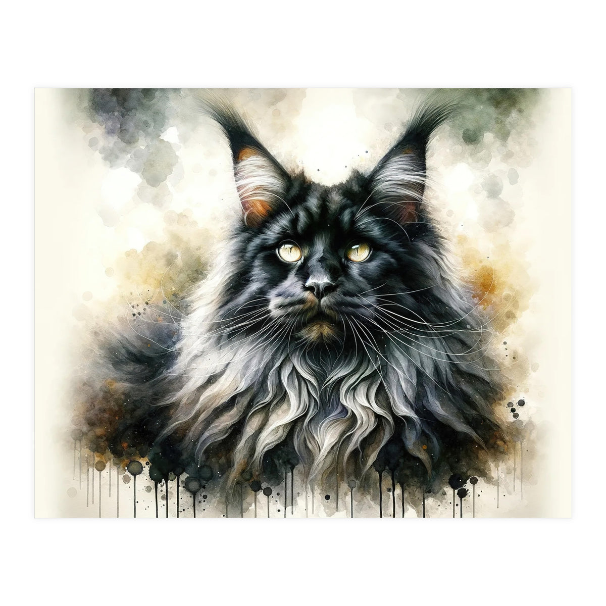 Majestic Long Haired Cat Portrait (Print Only)