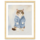 Sir James fluffy Tom cat in his blue pajamas oils thumbnail