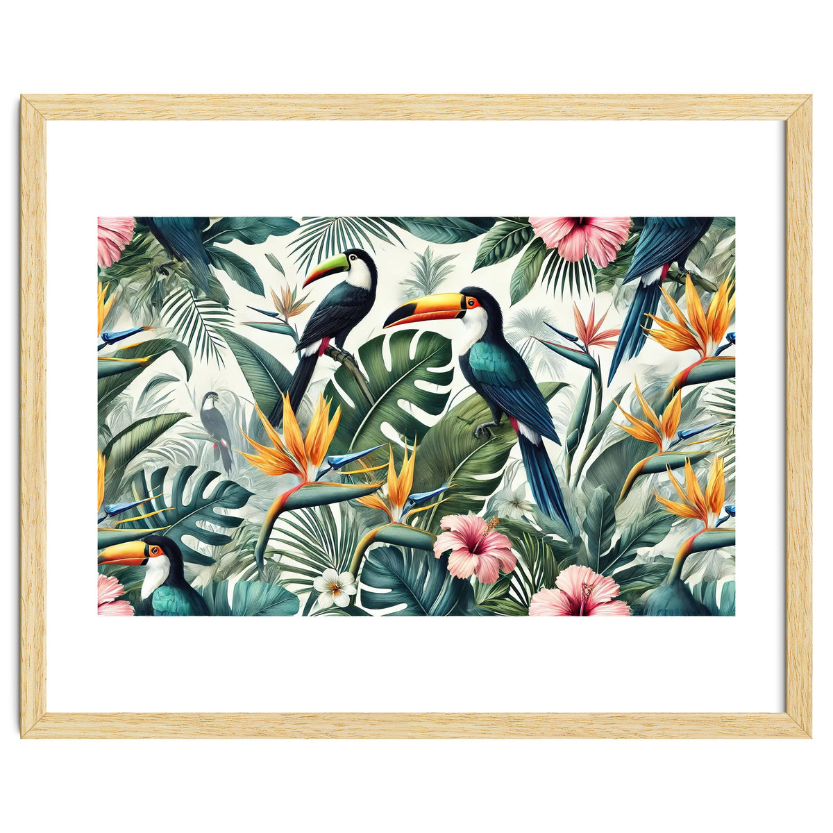 Tropical Toucans in Lush Jungle Foliage