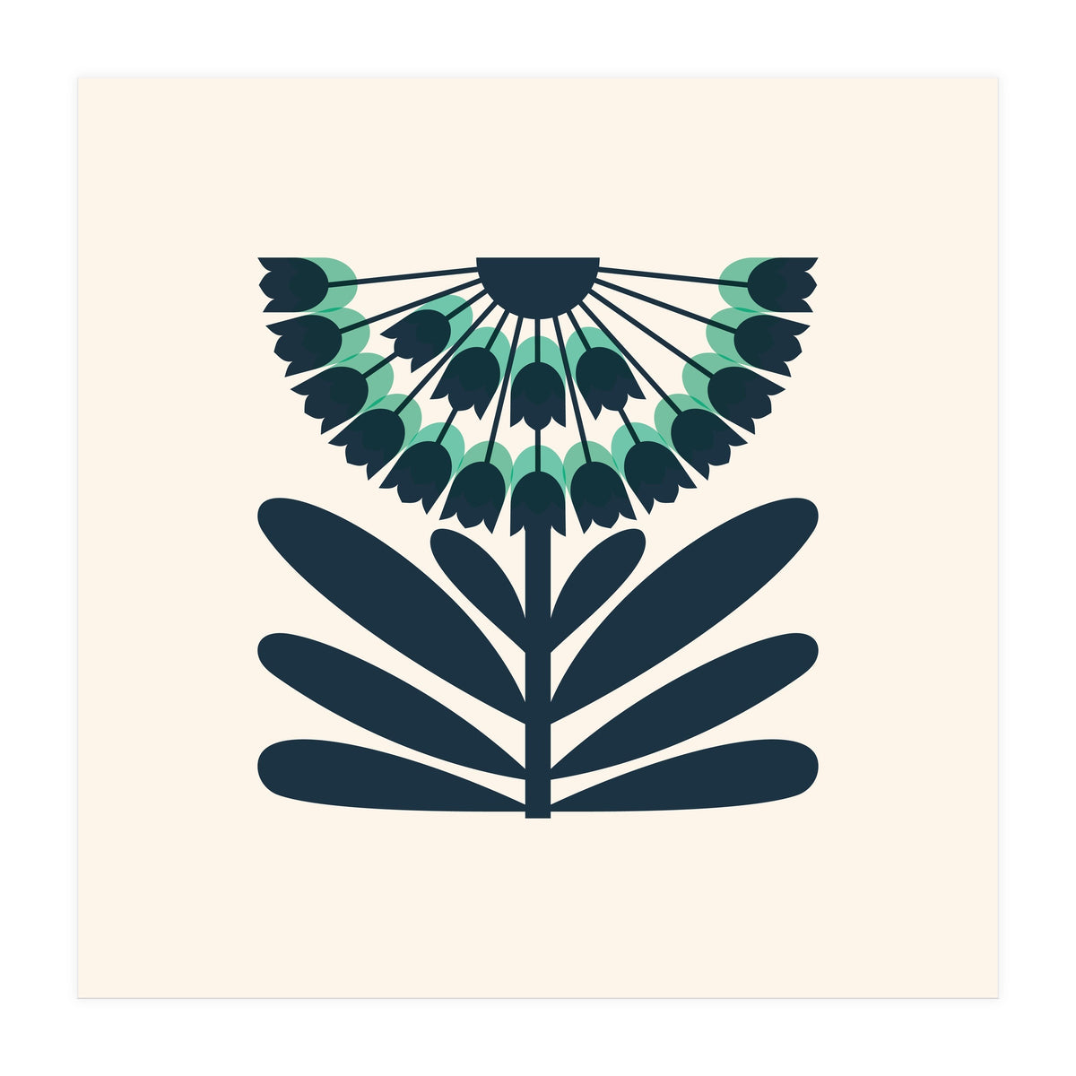 Blue Retro Allium  (Print Only)