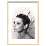 Audrey Hepburn with Veil, Classic Hollywood Glamour Photography, Black and White Icon Portrait thumbnail