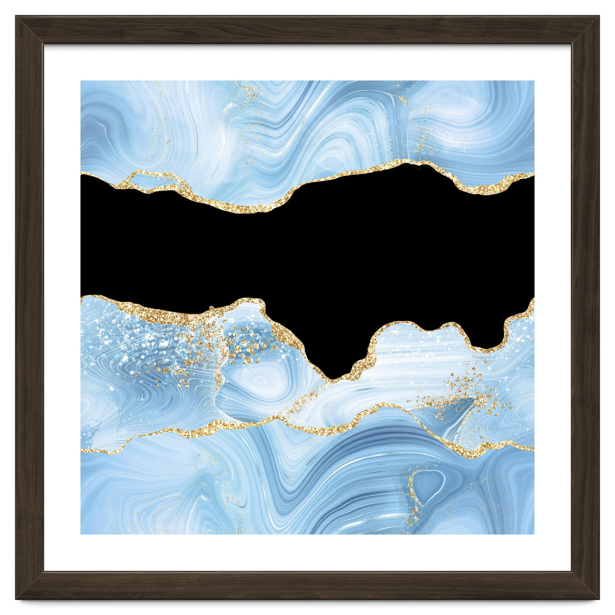 Blue & Gold Glitter Agate Texture 03