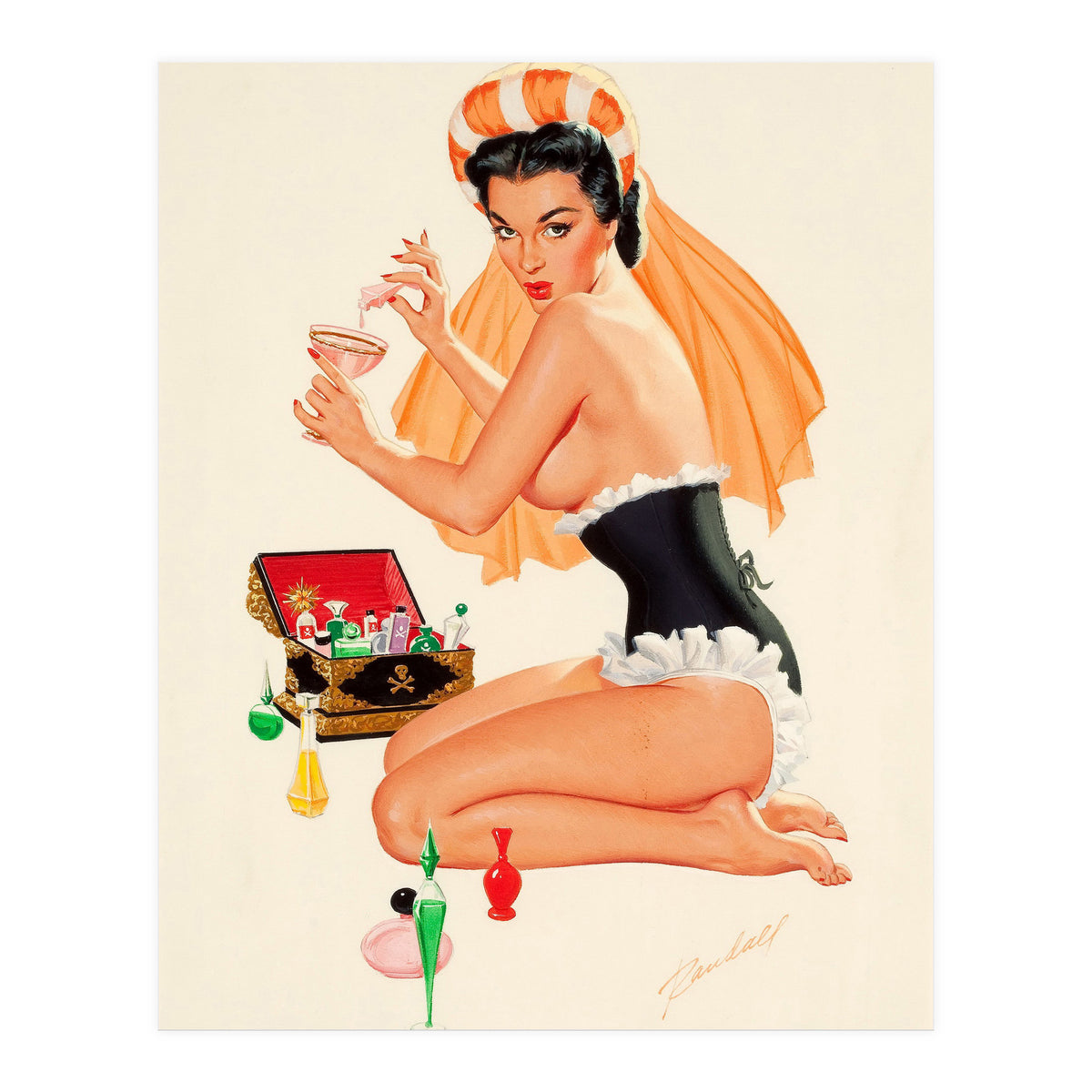 Young And Beautiful Witch Preparing A Love Portion (Print Only)