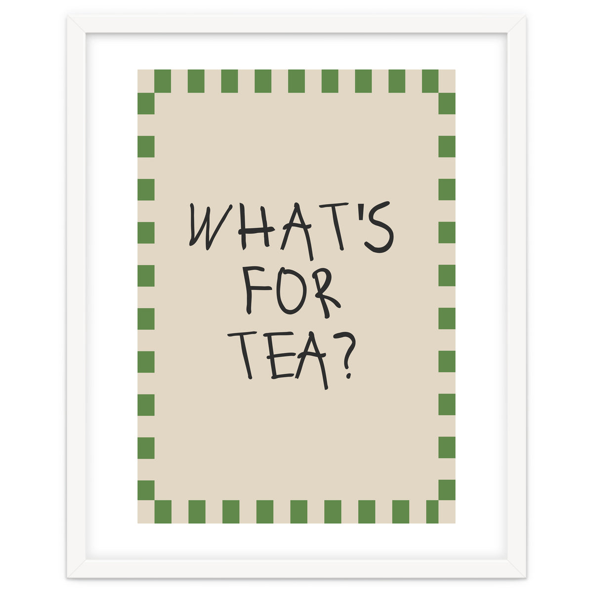 What’s For Tea, Cute Kitchen Quote Print, Playful Wall Art for Dining Spaces