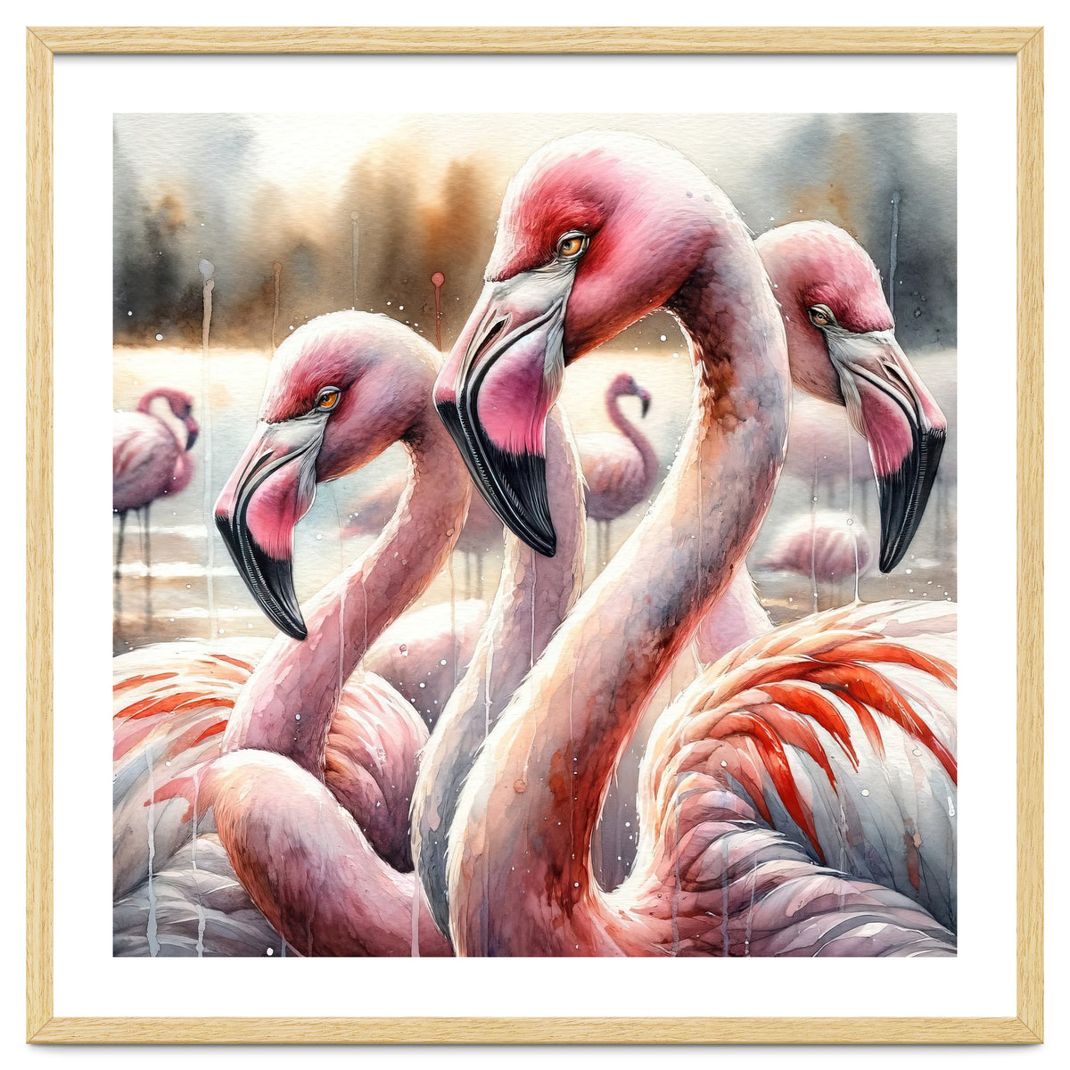 Watercolor Flamingos
