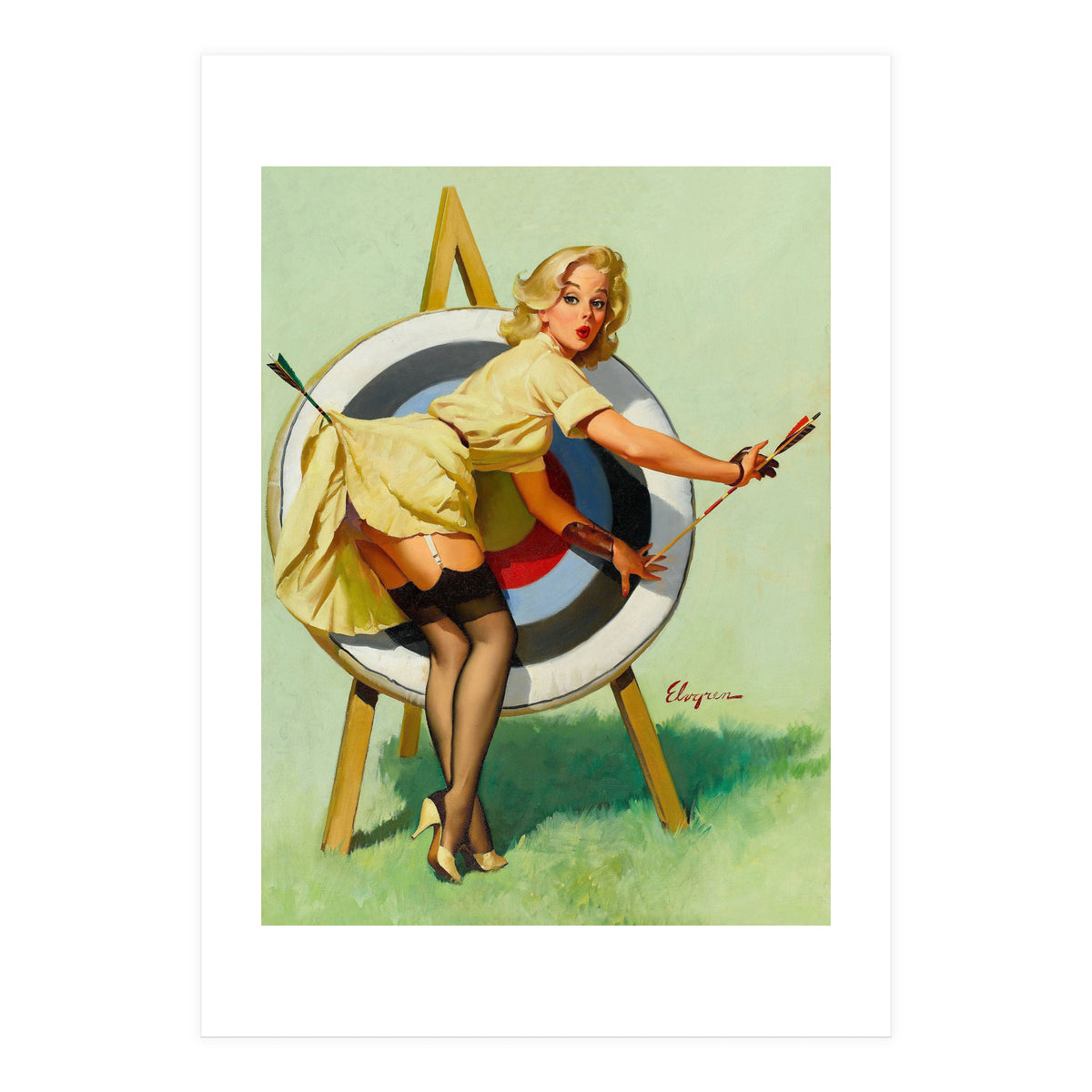 Pinup Sexy Girl On A Target (Print Only)