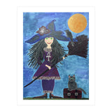 Cassandra, the Little Witch, with Merlin, the cat, and Circe, the Raven (Print Only) thumbnail