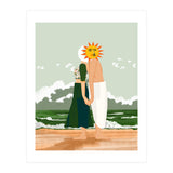 Celestial Union, Sun & Moon Love Couple, Ocean Sea Beach Landscape Nature, Summer Bohemian People (Print Only) thumbnail