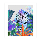 Holographic Leopard, Tropical Jungle Eclectic Nature, Colorful Botanical Wildlife, Boho Contemporary Animals, Tiger Cheetah Cat Maximalism (Print Only) thumbnail