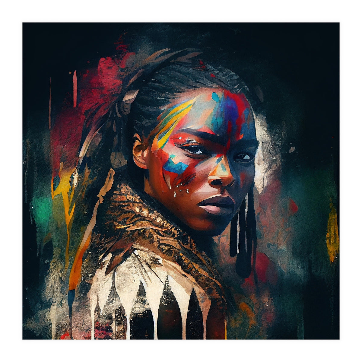 Powerful American Native Warrior Woman #1 (Print Only)