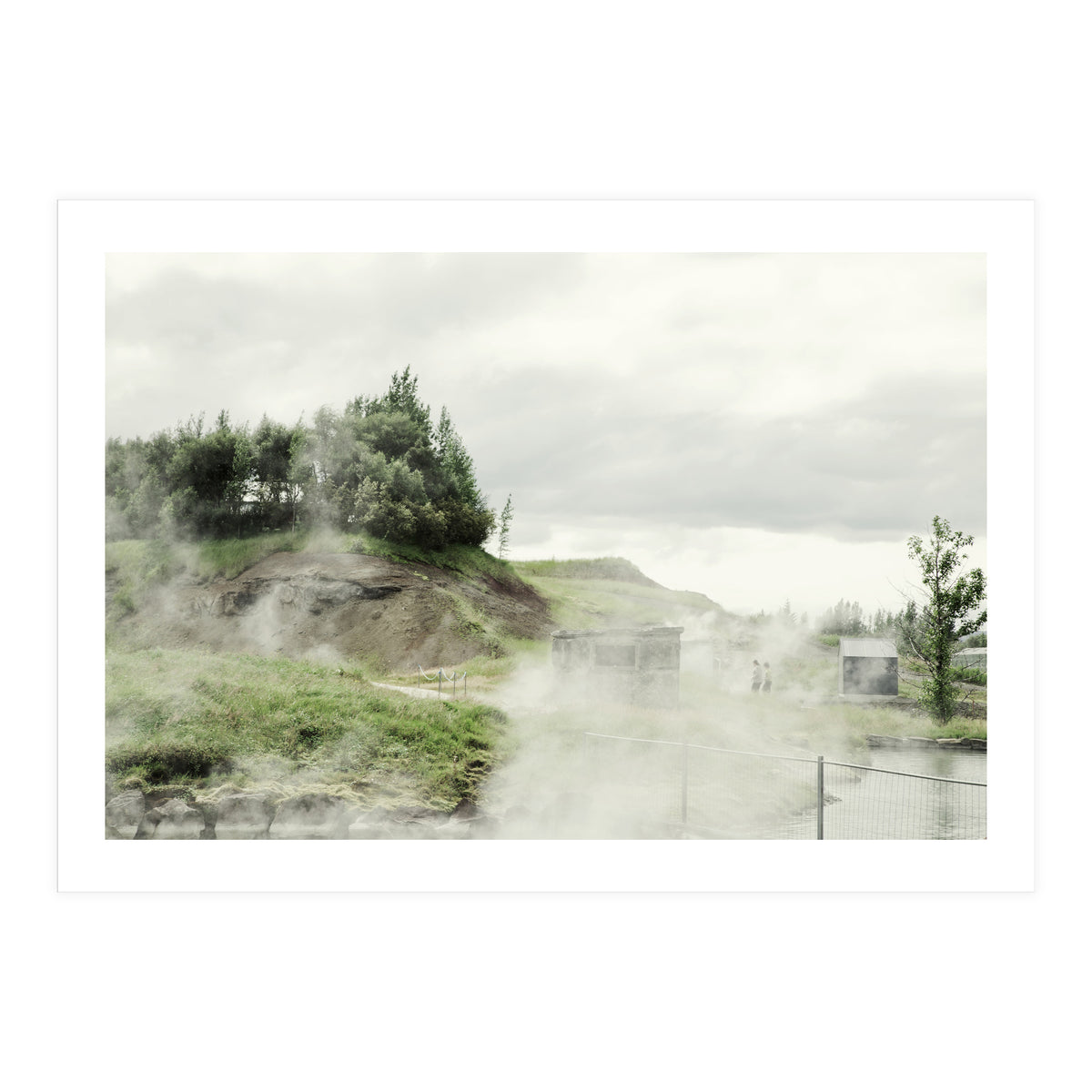A natural hot spring landscape where steam rises - Iceland  (Print Only)