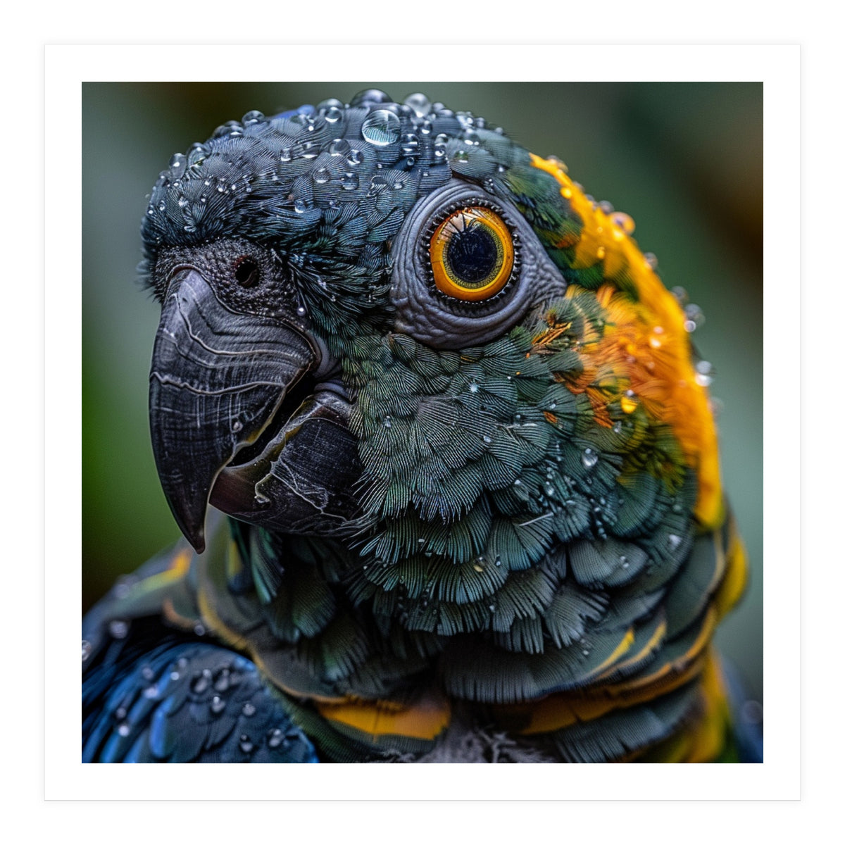 Close Up Of A Wet Macaw Parrot Head (Print Only)
