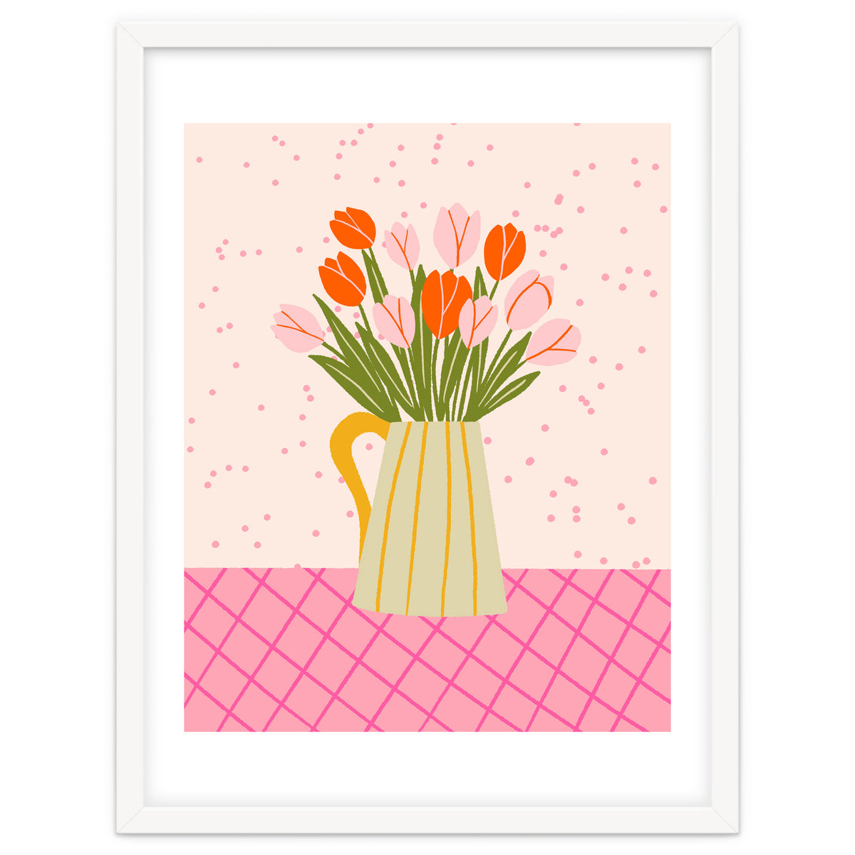 Tulips in a vase - pink and orange