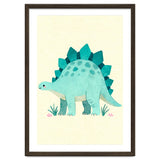 Teal Stegosaurus Watercolor Art, Cute Dinosaur Nursery Print, Whimsical Dino Illustration thumbnail