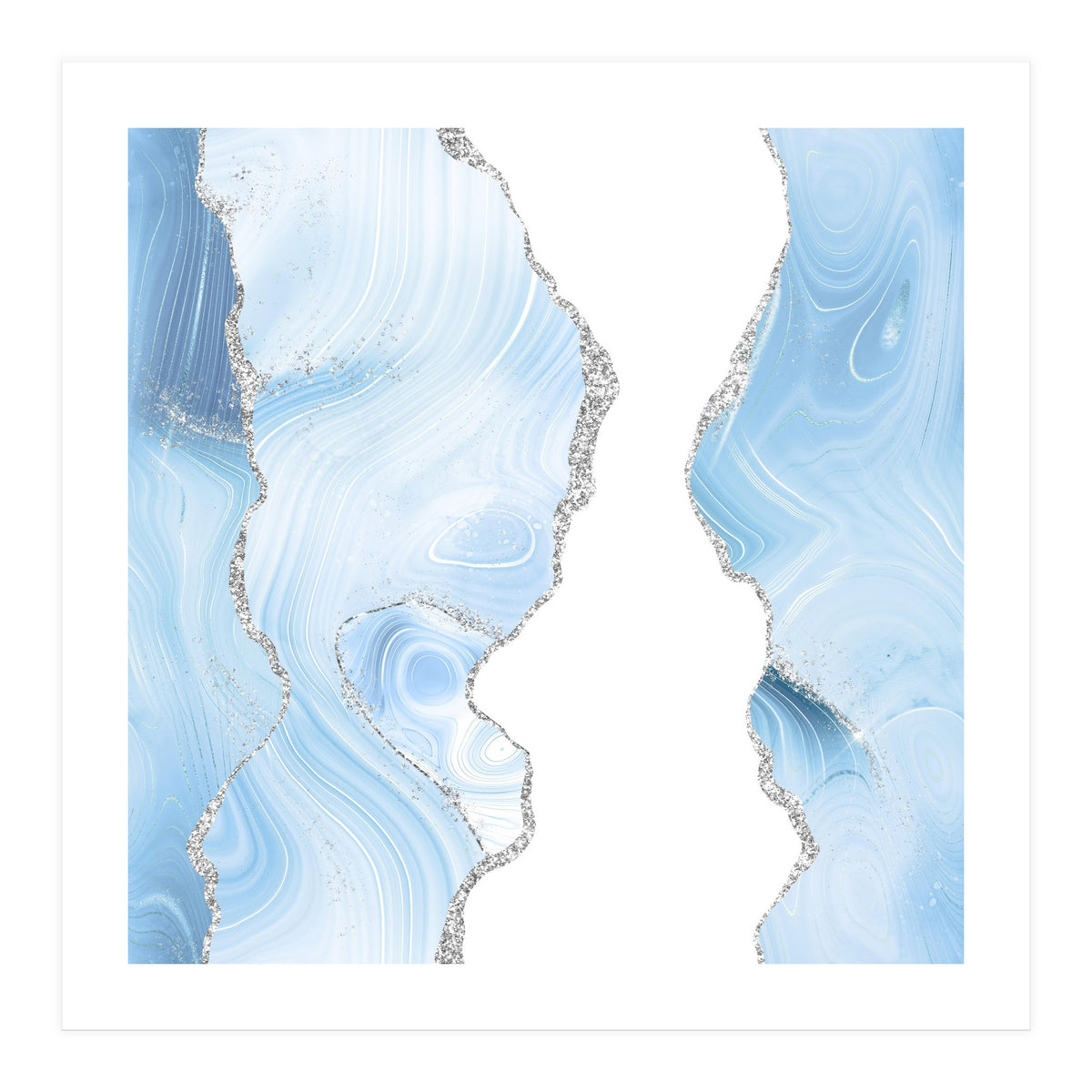 Blue & Silver Agate Glitter Texture 06 (Print Only)