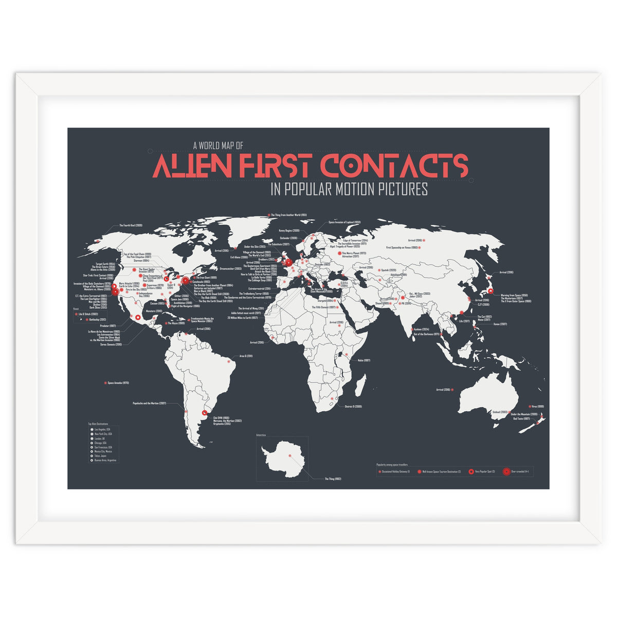 World Map of Alien First Contacts in Movies