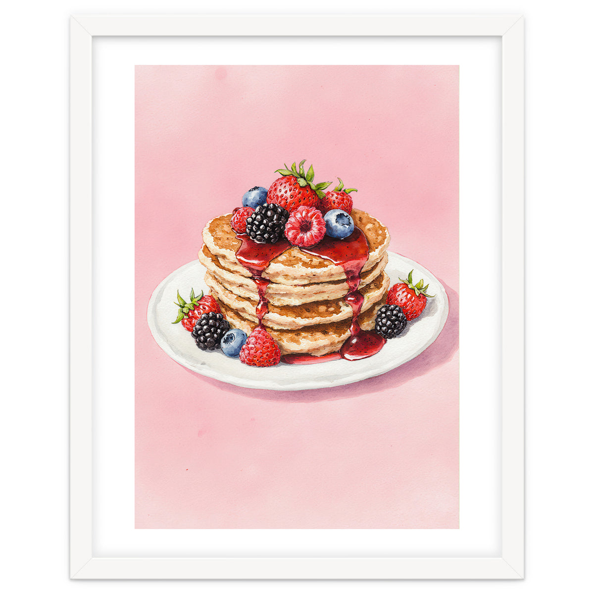 Berry Pancakes – Watercolor Breakfast Food