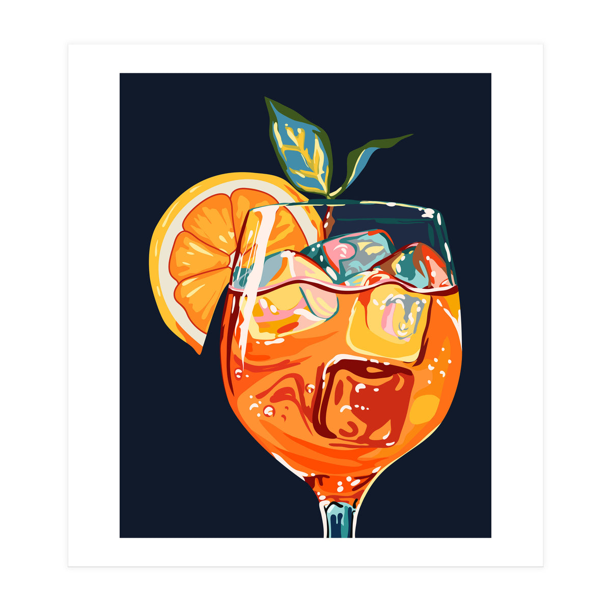 Hawaiian Cocktail, Fresh Orange Fruity Mimosa, Pop Of Color Food Bohemian Eclectic Modern Drink (Print Only)