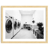 Minimalist Black and White Laundry Room Art, Washing Machine Photography thumbnail