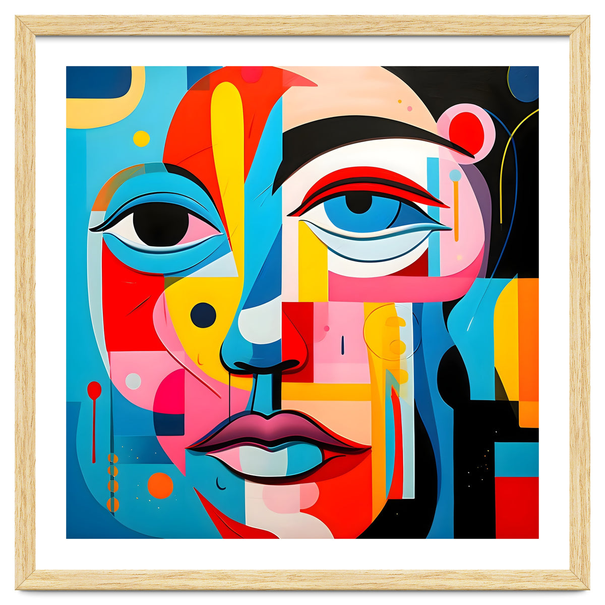 CUBIST HARMONY,  face, the essence of Cubist inspiration in a fragmented vibrant spectrum.