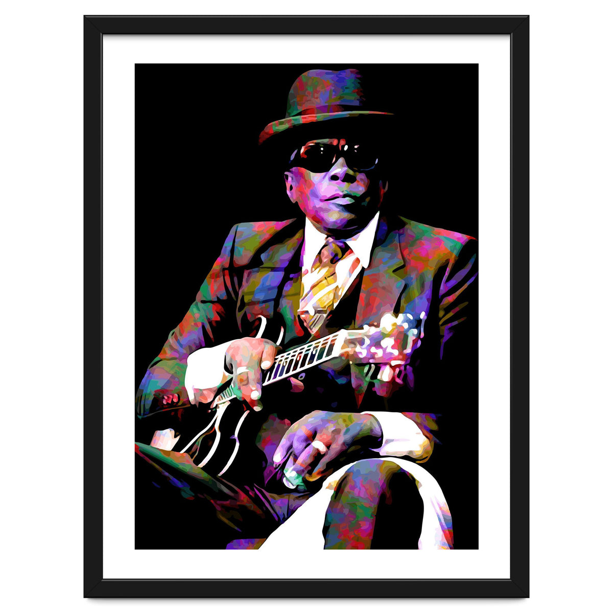 John Lee Hooker American Blues Musician Legend Colorful Art