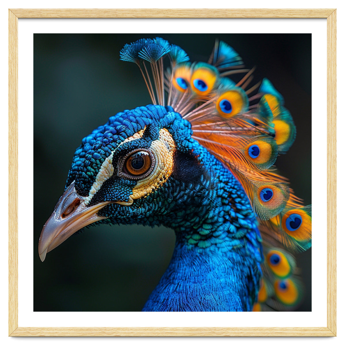 Peacock Bird Portrait Detailed Feathers Vibrant Colors