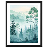Ethereal Misty Pine Forest Watercolor Art thumbnail
