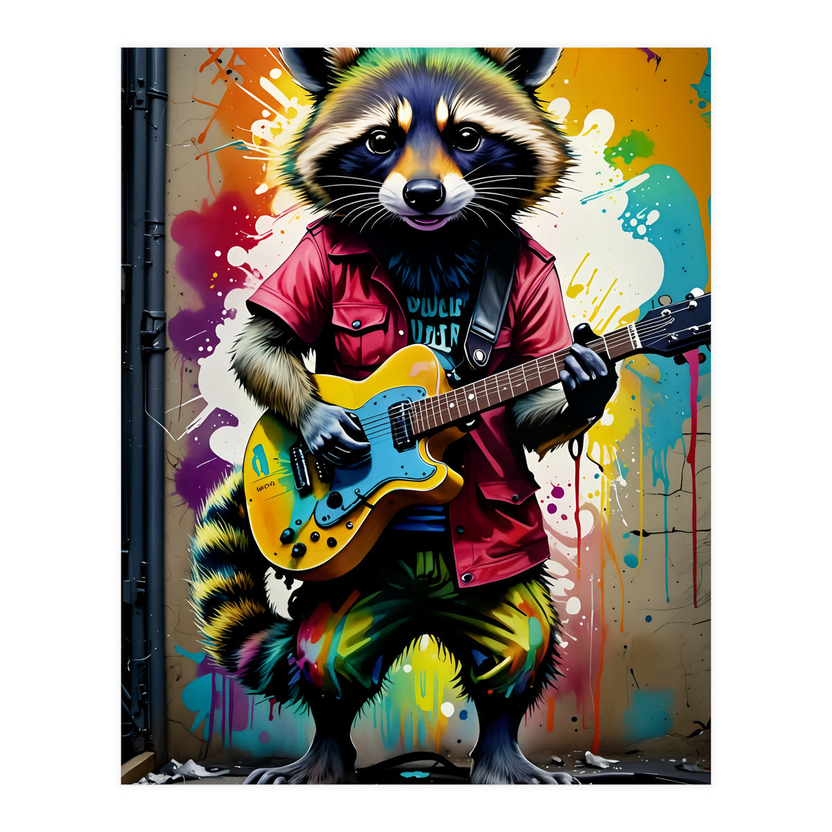 Raccoon Plays Guitar (Print Only)