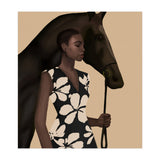 Woman In Bold Print With Black Horse (Print Only) thumbnail