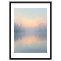 Misty Sunrise Over Pine Forest Lake
