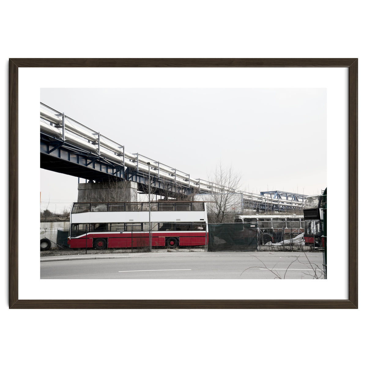 Abandoned Bus under the rail bridge