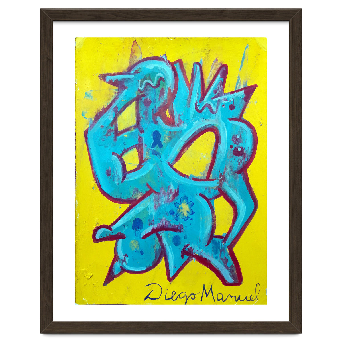 Forma Celeste Sobre Amarillo