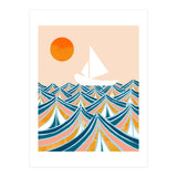 Set Sail, Ocean Boat Sailing Travel, Sea Cruise Summer Waves, Graphic Design Bohemian Modern Eclectic (Print Only) thumbnail