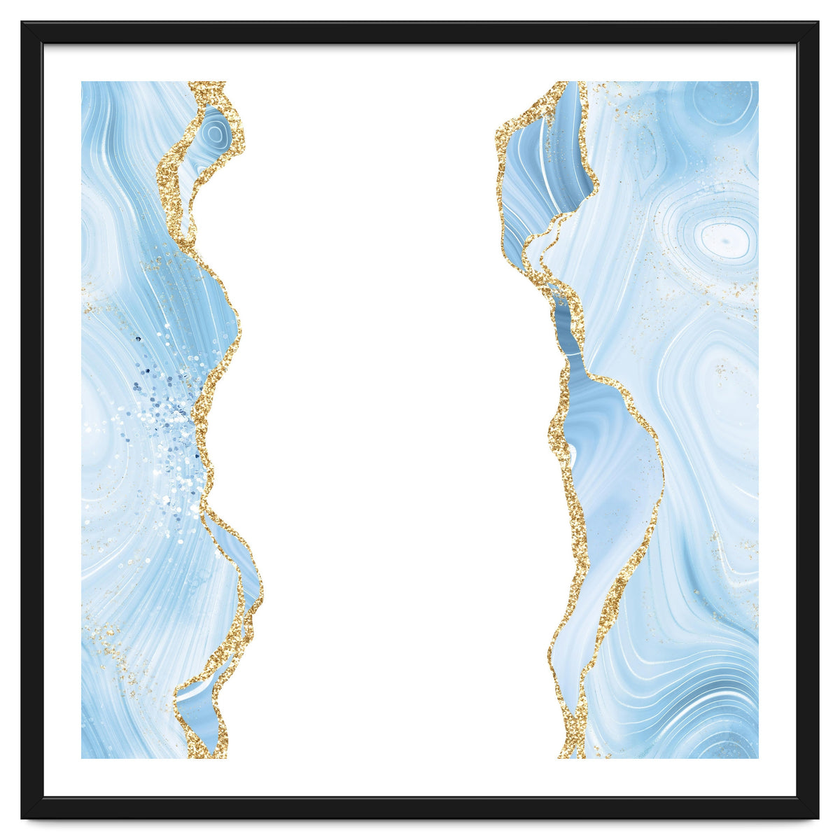 Blue & Gold Glitter Agate Texture 08