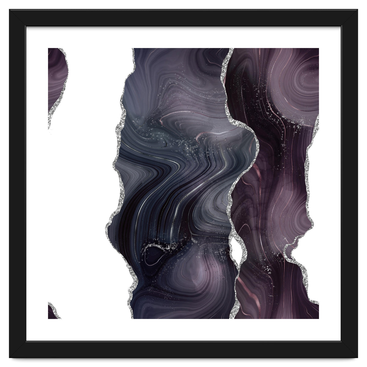 Black & Silver Glitter Agate Texture 06