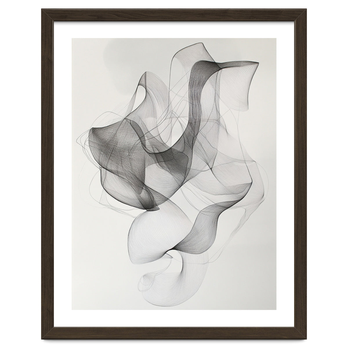 Abstract Black And White Swirling Lines Art