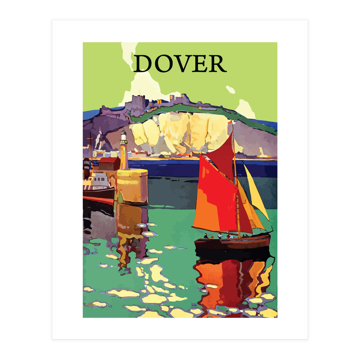 Dover, Sailing boat Near the Coast (Print Only)