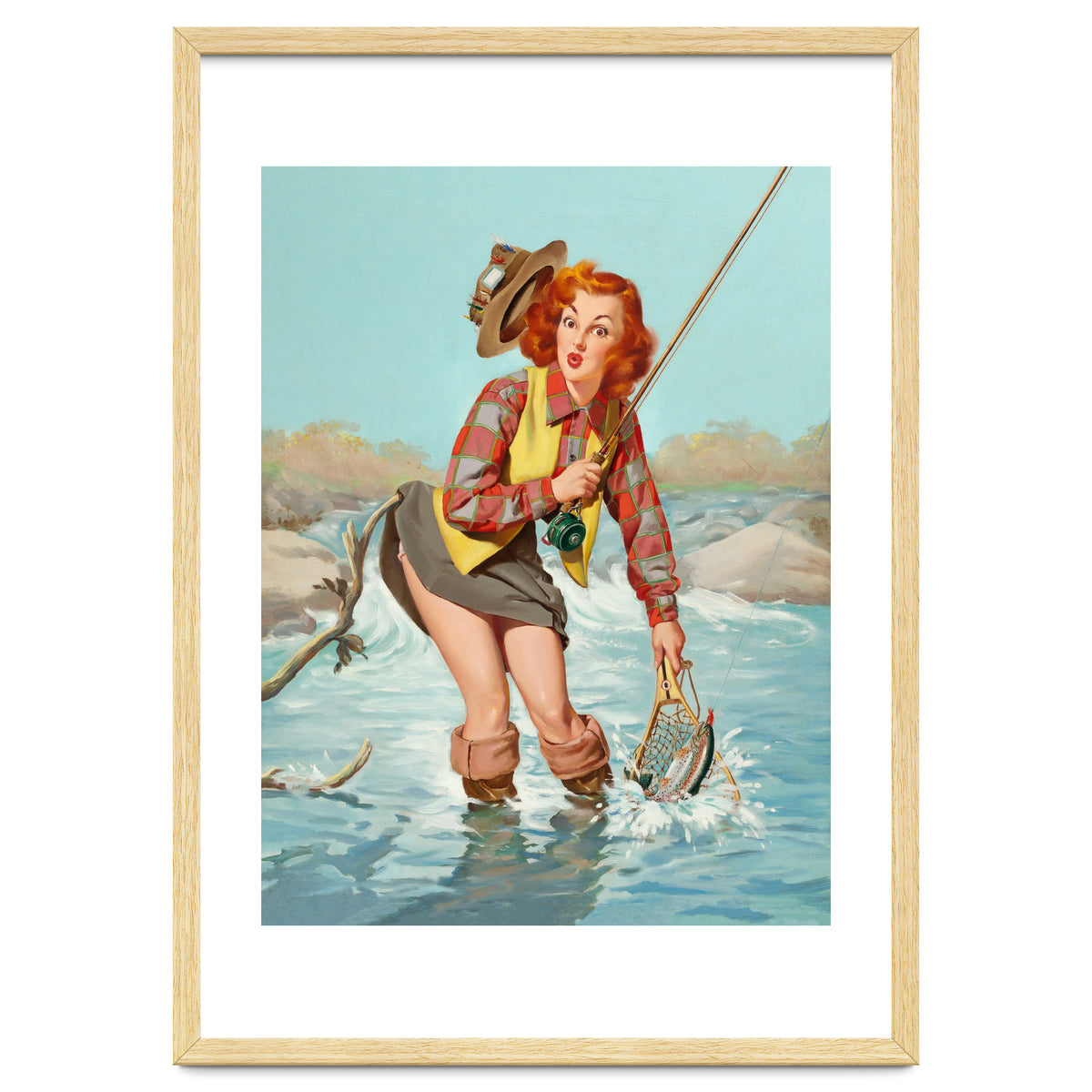 Sexy Pinup Girl On Fishing Accident