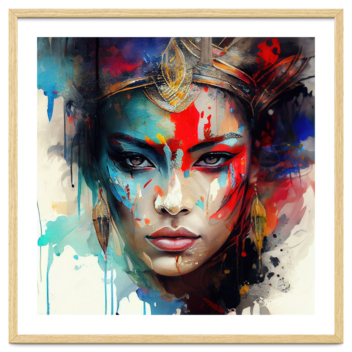 Crowned Mask Asian Warrior Portrait