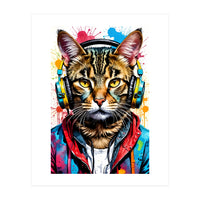 Cat In Headphones music (Print Only)