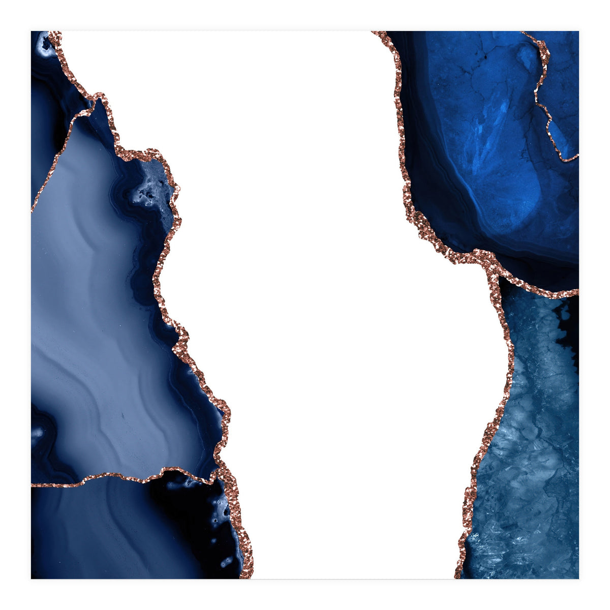 Navy & Rose Gold Agate Texture 29 (Print Only)