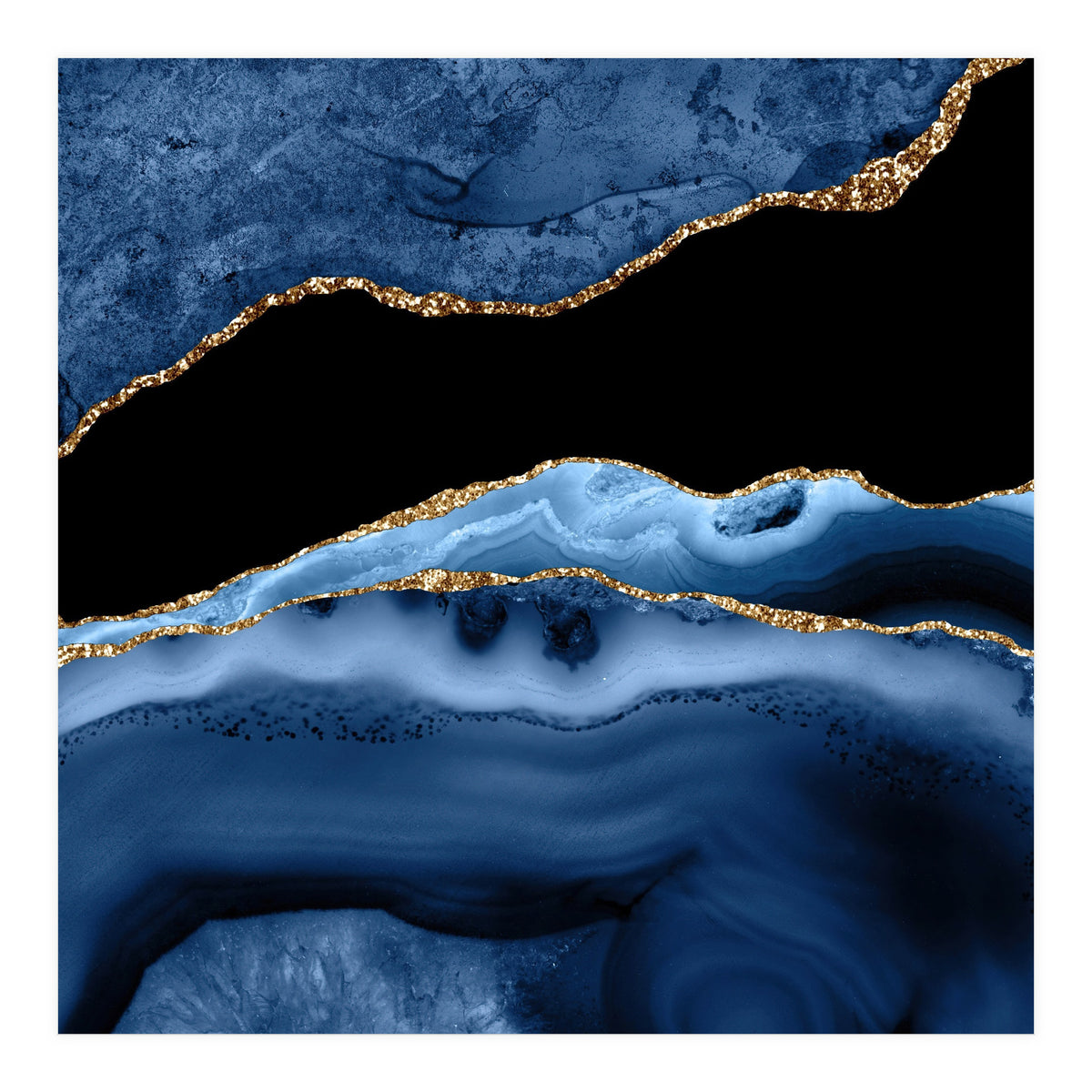 Navy & Gold Agate Texture 13  (Print Only)