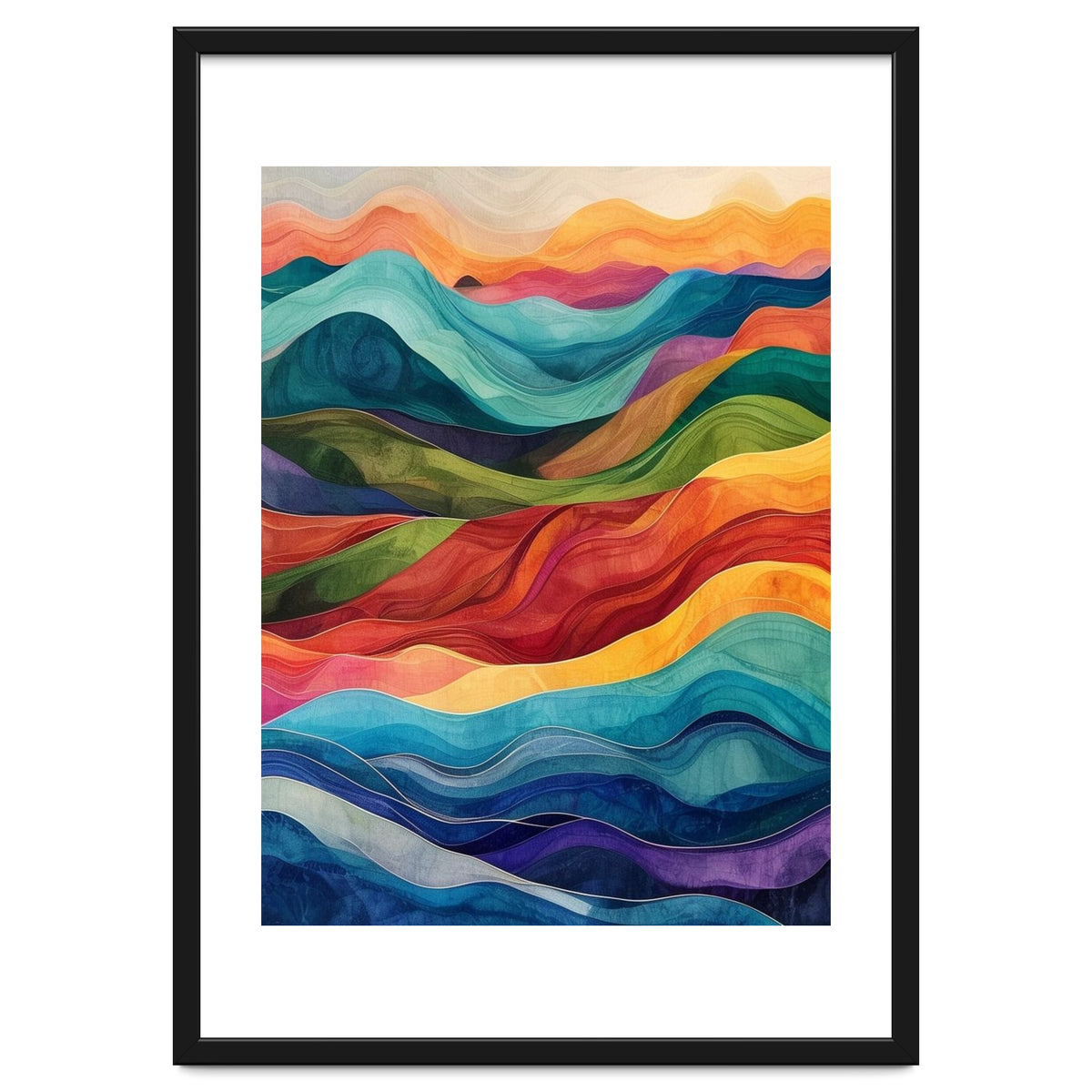 Abstract Rainbow Wave Landscape