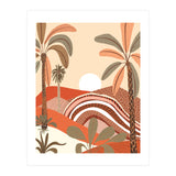 Epiphany, Pastel Rustic Sunrise Sunset, Bohemian Nature Landscape Illustration, Mountains Adventure Palm Trees (Print Only) thumbnail