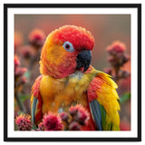 Close Up Of A Sun Conure Parrot With Bright Feathers thumbnail