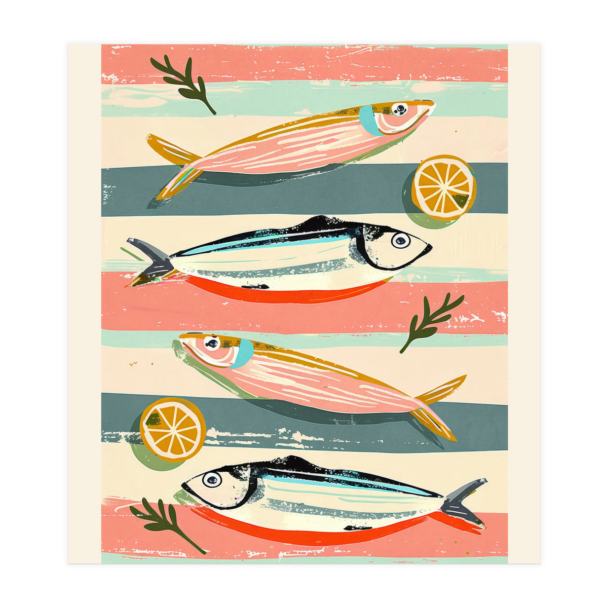 Sardines On Stripes (Print Only)