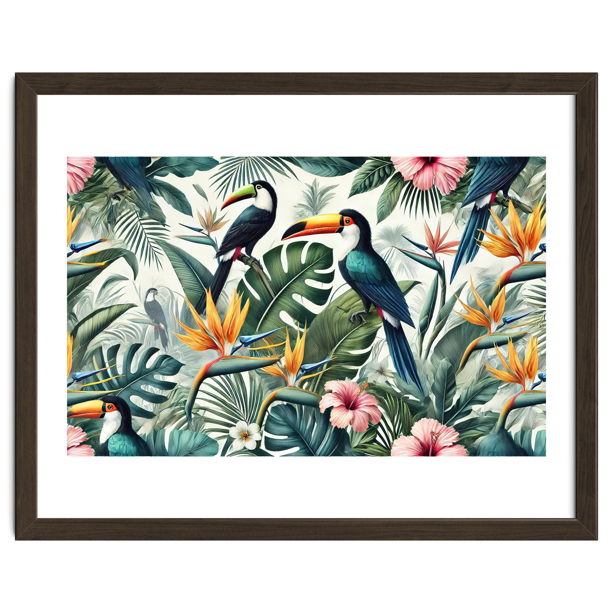 Tropical Toucans in Lush Jungle Foliage